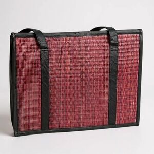 Red basket weave handbag